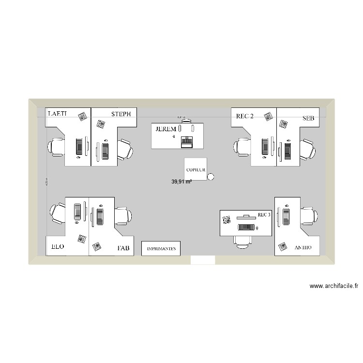 THYSSEN. Plan de 1 pièce et 40 m2
