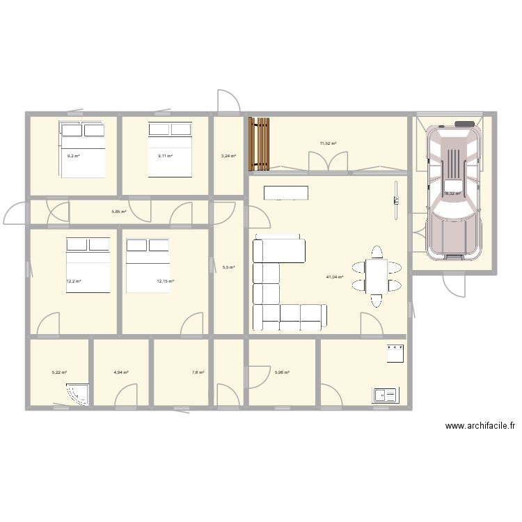 RESIDENCE GOROU. Plan de 14 pièces et 150 m2