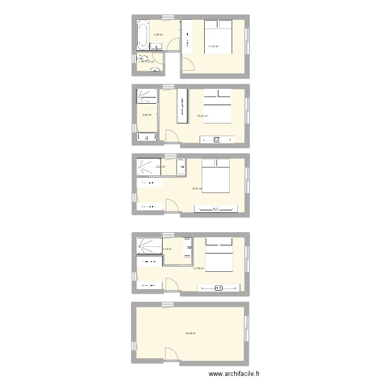 Chambre. Plan de 10 pièces et 94 m2