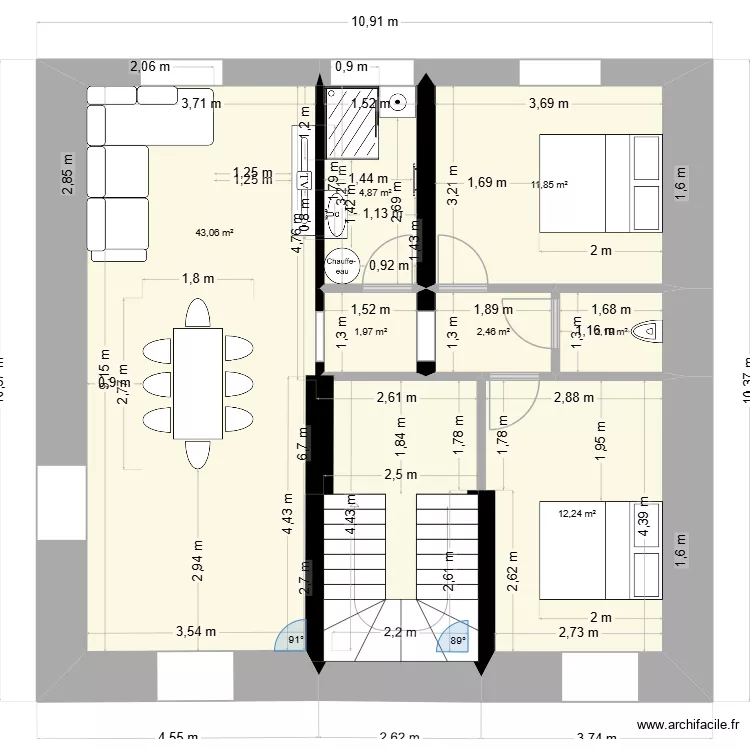 1ER isol&eacute;. Plan de 7  et 79 m²