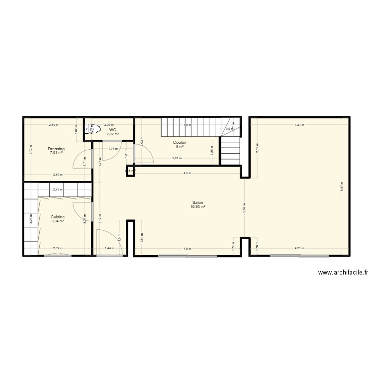 godefroy RDC. Plan de 6 pièces et 77 m2