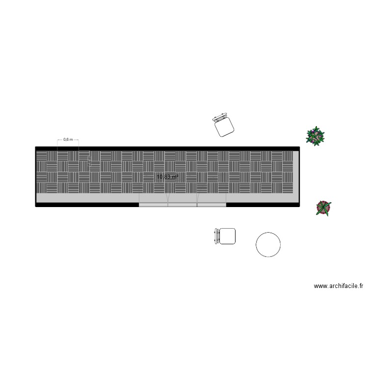 balcon. Plan de 1 pièce et 11 m2