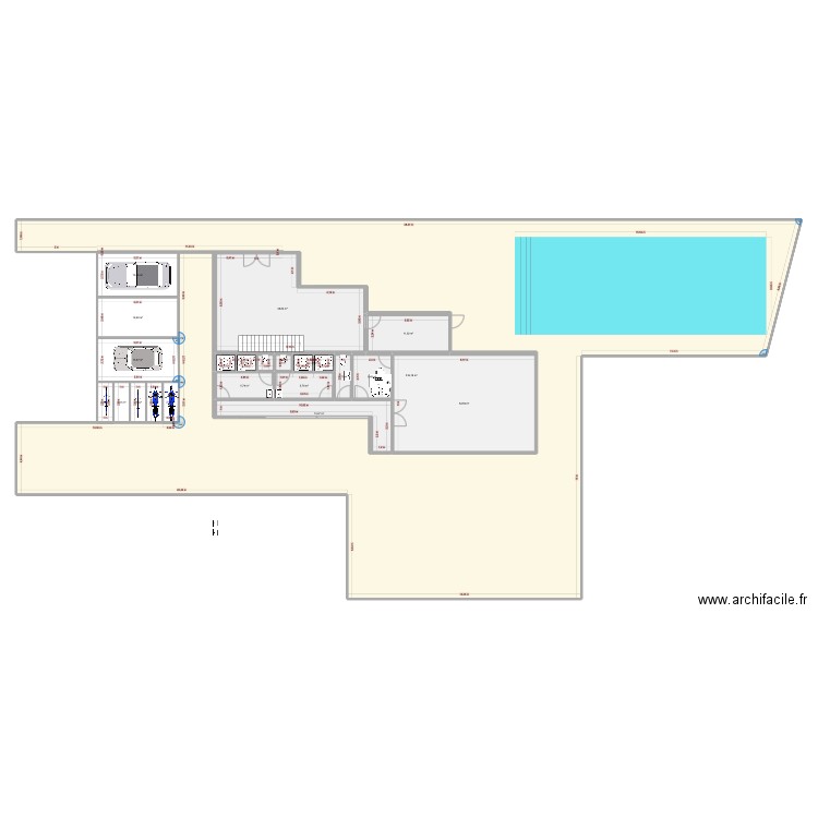 RDC. Plan de 20 pièces et 887 m2