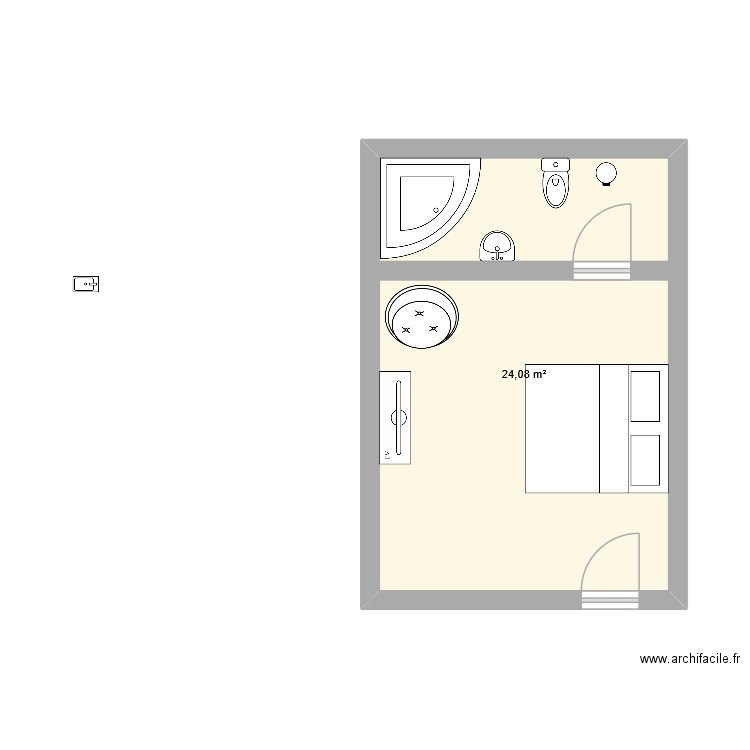 model kozi. Plan de 1 pièce et 24 m2
