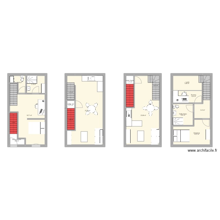 immeuble à romans-sur-isère. Plan de 19 pièces et 122 m2