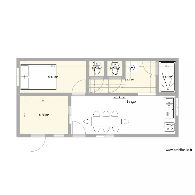 Maimiti & Hendry. Plan de 6  et 20 m²