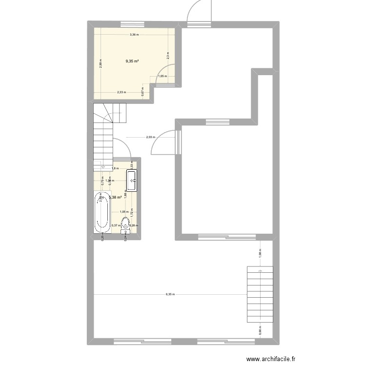 chaville. Plan de 2 pièces et 15 m2