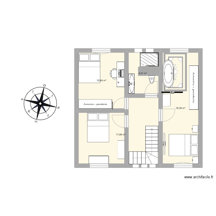 Alexandre - 2025-03-01 1er étage. Plan de 4 pièces et 49 m2