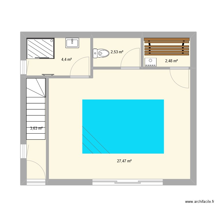 Gite 2 - Atelier R0. Plan de 5 pièces et 41 m2