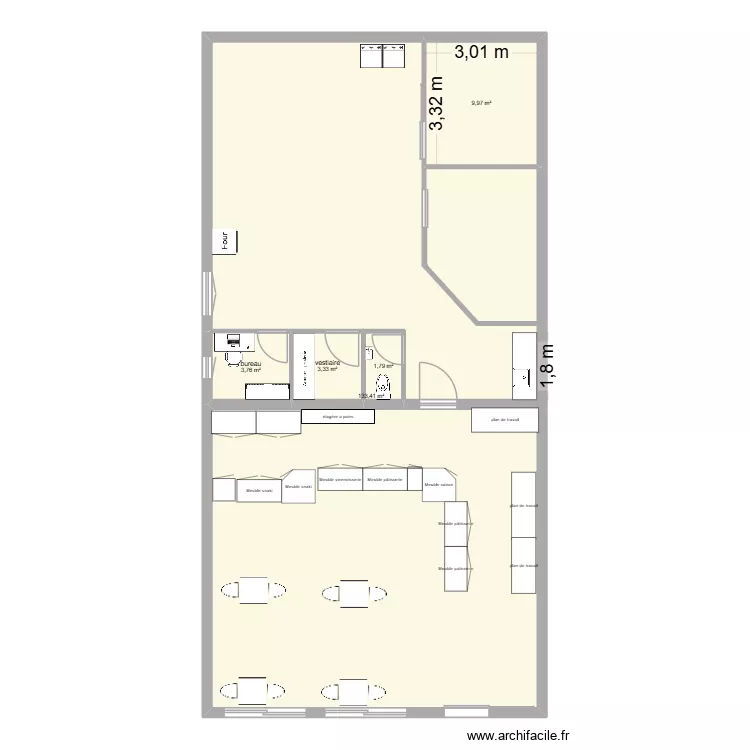 model de magasin. Plan de 5  et 152 m²