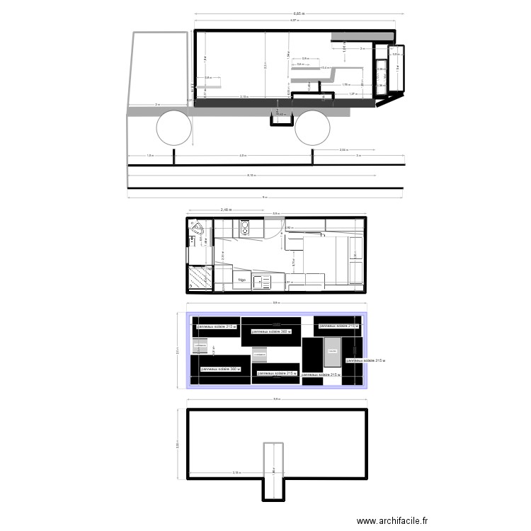cellule lit fixe 2. Plan de 9 pièces et 46 m2