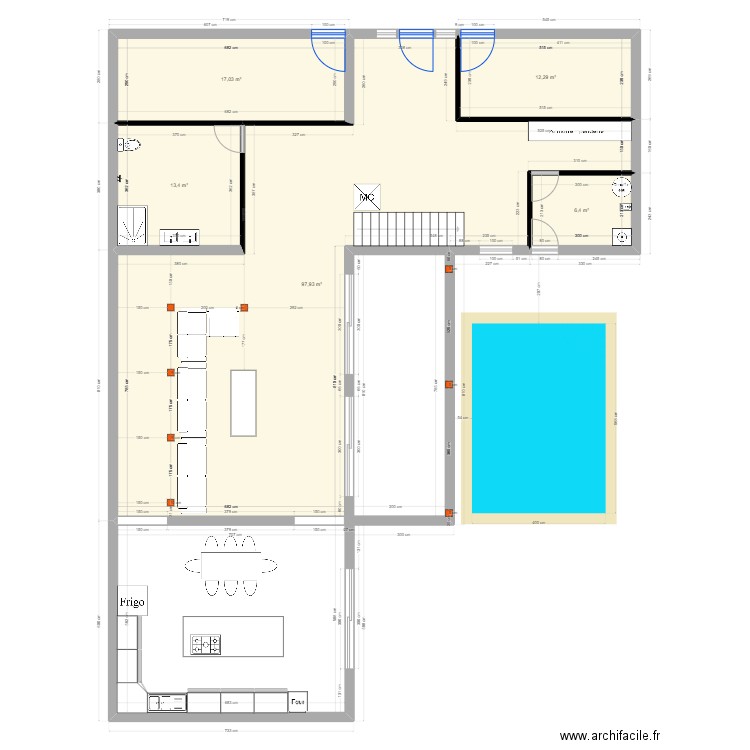 AIT OUSSID . Plan de 5 pièces et 147 m2