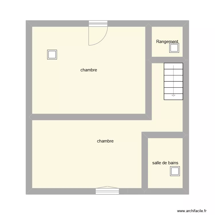 FOUCARD &eacute;tage &eacute;tat initial. Plan de 4  et 40 m²