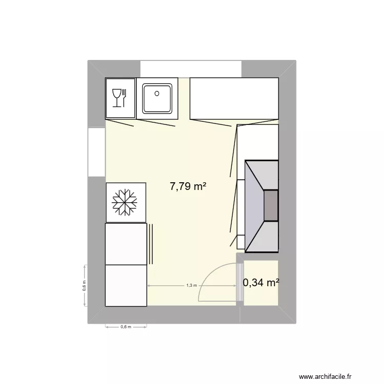 cuisine1. Plan de 2 Pièces et 8 m² cuisine1. Plan de 2 Pièces et 8 m²