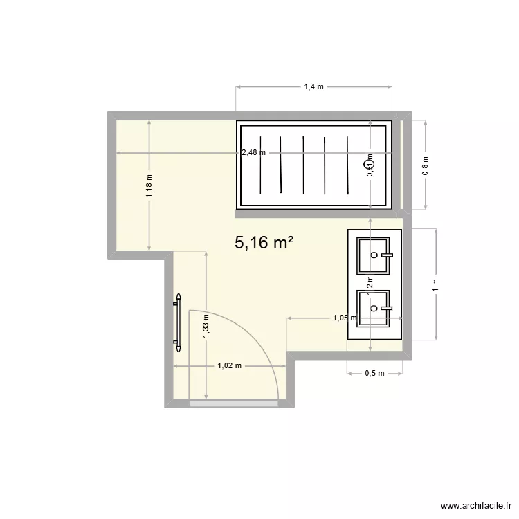 Desvergnes. Plan de 2 Pièces et 5 m²
