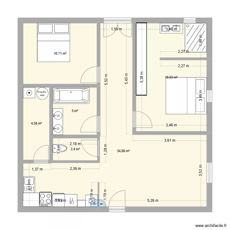 1ere id&eacute;e 80m2. Plan de 6  et 76 m²
