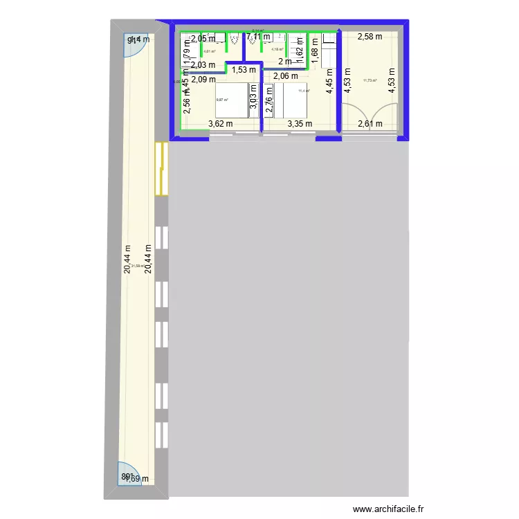 Terrasse. Plan de 8 et 74 m² Terrasse. Plan de 8 et 74 m²