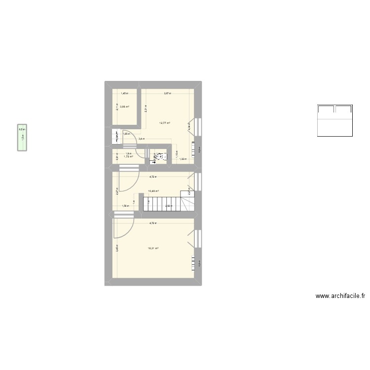 Chambre Emilien. Plan de 7 pièces et 46 m2