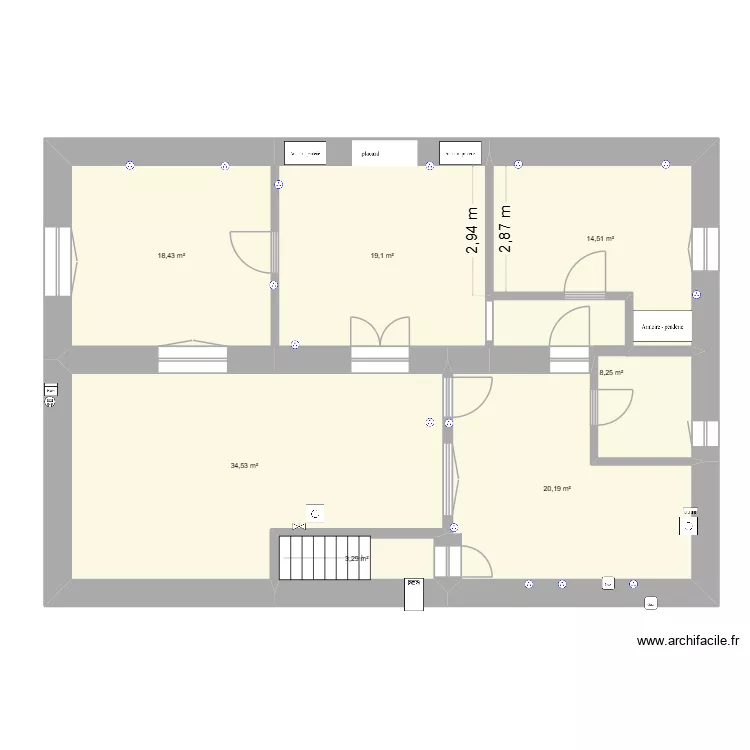 touns. Plan de 7  et 118 m²