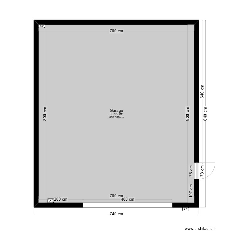 Projet Garage Maya 29-03-2024. Plan de 1 pièce et 56 m2