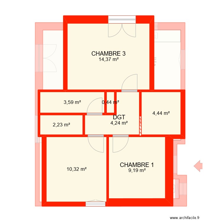 BI 28517. Plan de 15 pièces et 107 m2