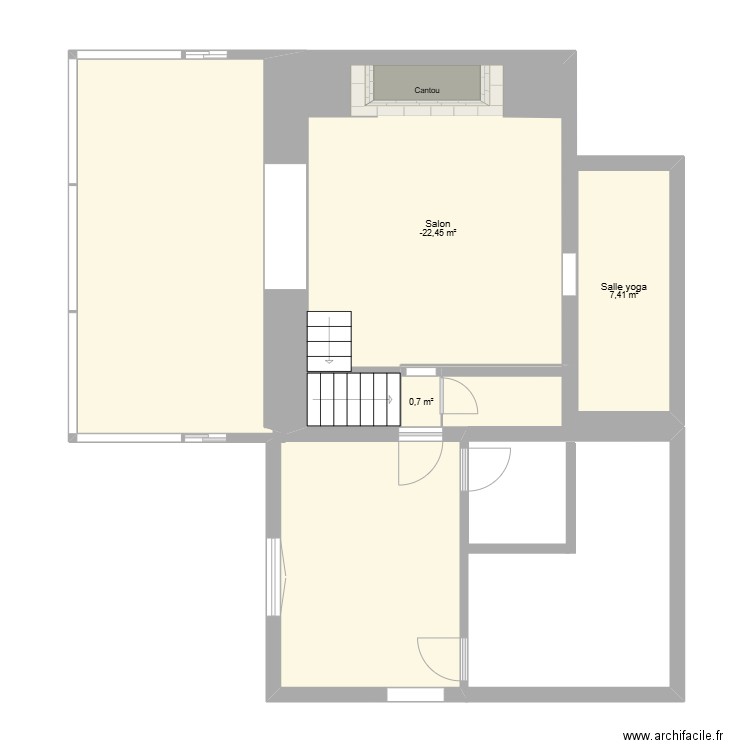Maison Thierry et Laurence 1er étage. Plan de 3 pièces et 34 m2