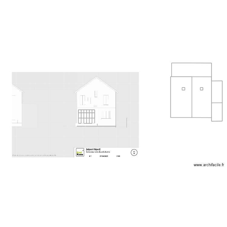 Façade jardin essai. Plan de 25 pièces et 126 m2