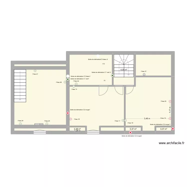 PRISES ETAGE. Plan de 9 Pièces et 67 m² PRISES ETAGE. Plan de 9 Pièces et 67 m²