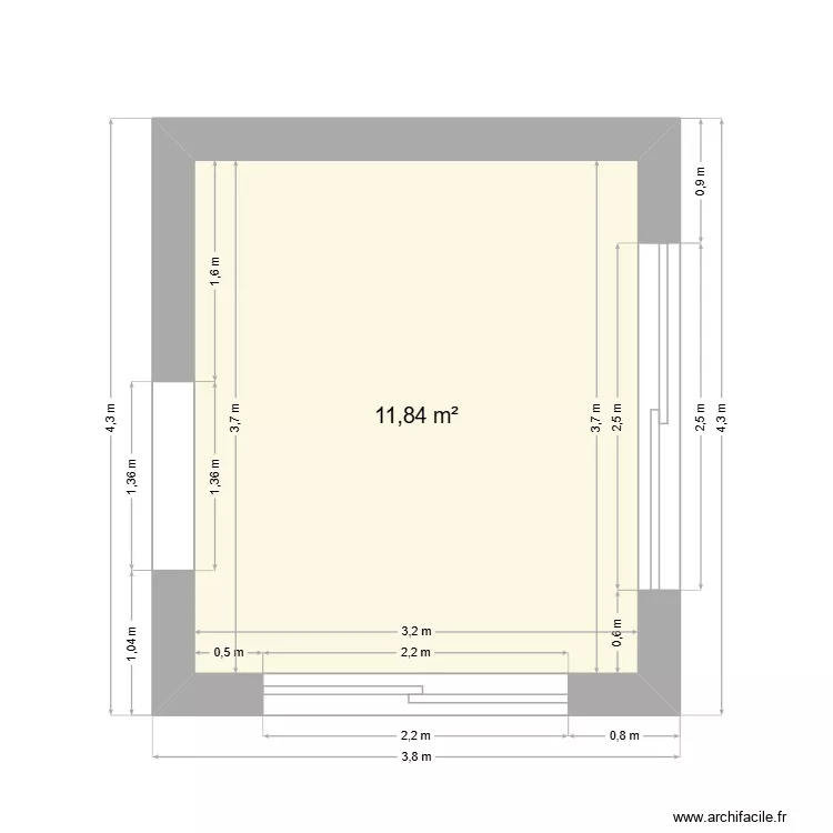 extension-cuisine. Plan de 1  et 12 m²