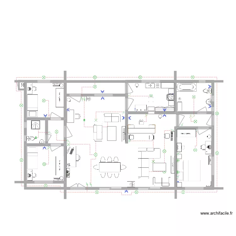 Maison Famille. Plan de 9  et 123 m²