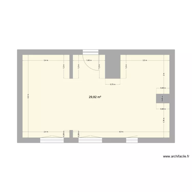Biarritz 3 surface avec porte et fen&ecirc;tres. Plan de 