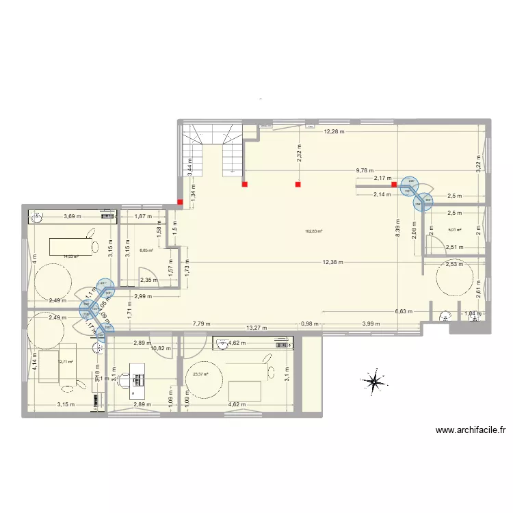 Leroux Barth version A. Plan de 7  et 167 m²
