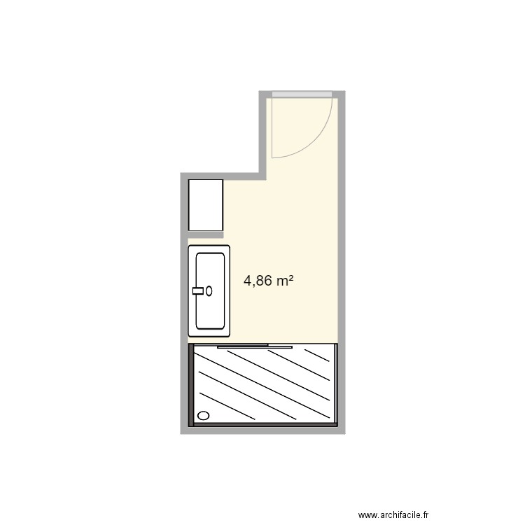 escaillon. Plan de 1 pièce et 5 m2