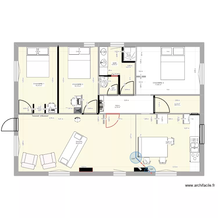 IMPLANTATION ST MARTIN D AOUT. Plan de 9  et 86 m²