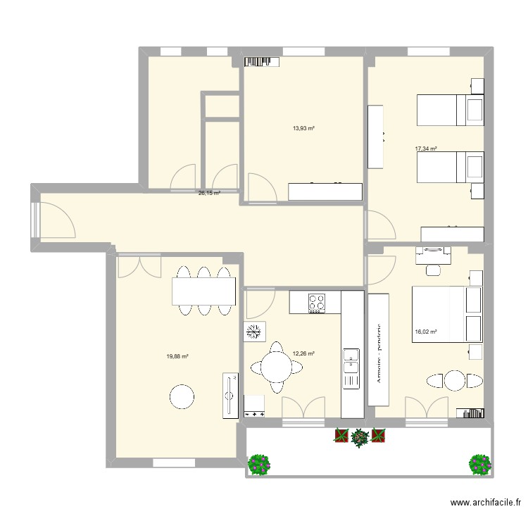Tayba2. Plan de 6 pièces et 106 m2