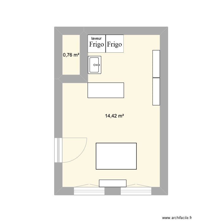 laboratoire Blaye. Plan de 2 pièces et 15 m2