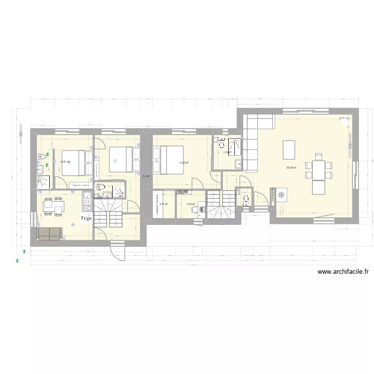 cc3-LOGEMENT ETUDIANT- rdc 1logement 1 chambre. Plan de 8 Pièces et 120 m² cc3-LOGEMENT ETUDIANT- rdc 1logement 1 chambre. Plan de 8 Pièces et 120 m²