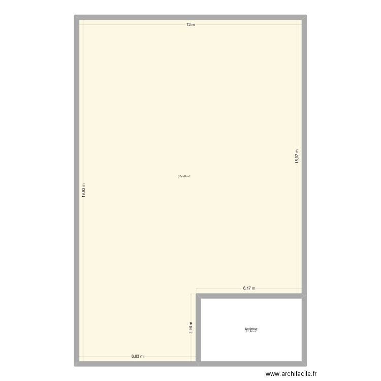 heml. Plan de 2 pièces et 257 m2