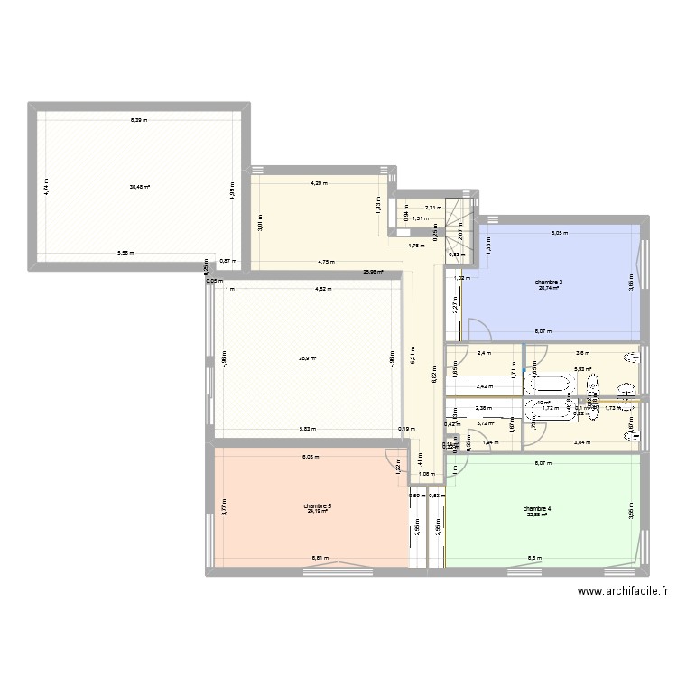 Maison Chauveau 1er. Plan de 11 pièces et 173 m2