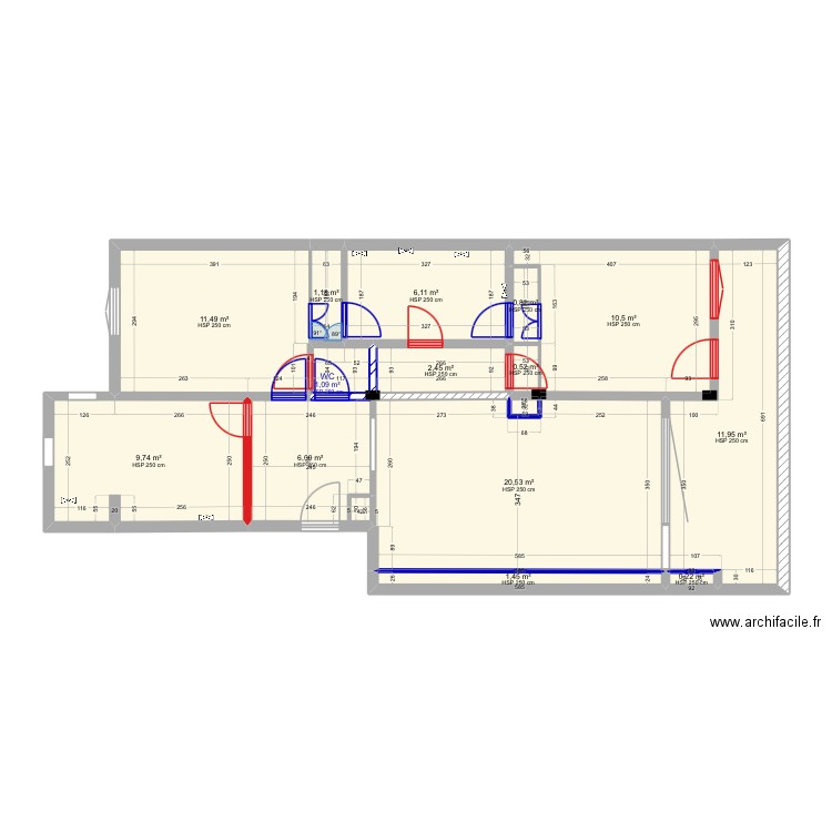 MAjo 2.1 aménagé. Plan de 14 pièces et 84 m2