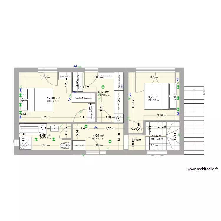 EYGLIERS - SANS EXTENSION7. Plan de 9  et 101 m²
