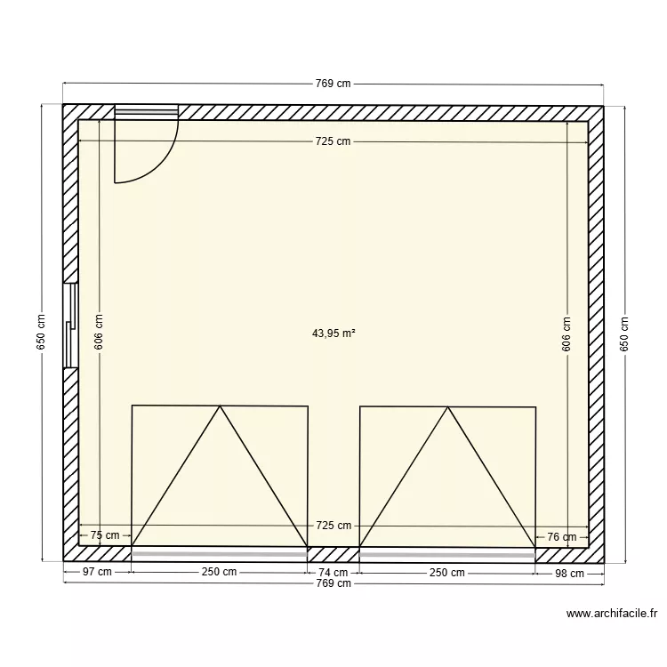 42 Ave de la Corbillière - Vue en plan du garage. Plan de 1 Pièce et 44 m² 42 Ave de la Corbillière - Vue en plan du garage. Plan de 1 Pièce et 44 m²