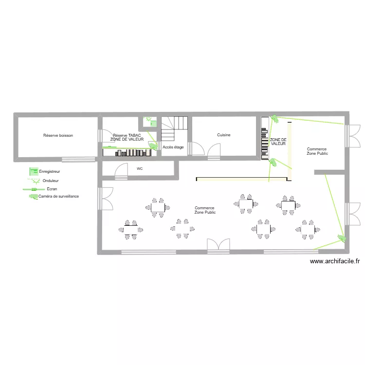 TABAC CAFE DE LA COTE plan video. Plan de 