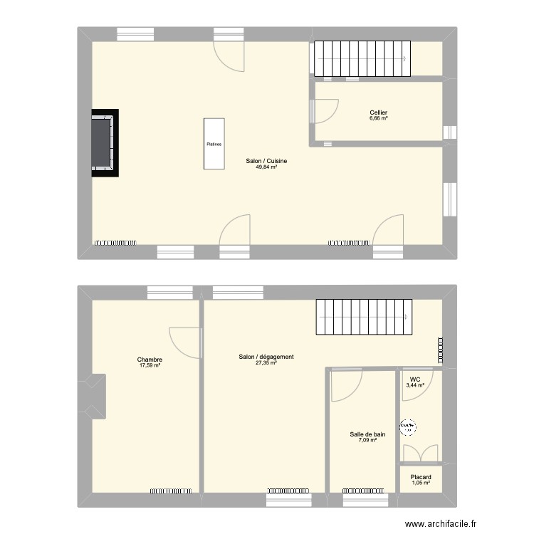 Bouée - Réseaux. Plan de 9 pièces et 117 m2