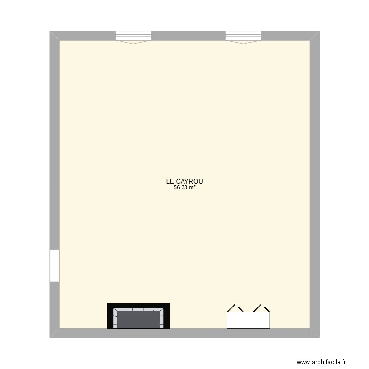 LE CAYROU. Plan de 1 pièce et 56 m2