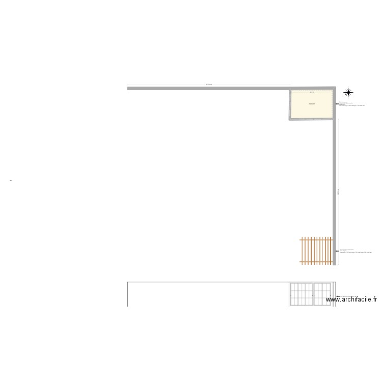 véranda. Plan de 1 pièce et 14 m2