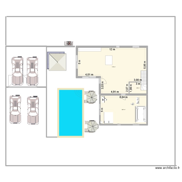 plan2 maison. Plan de 3 pièces et 124 m2