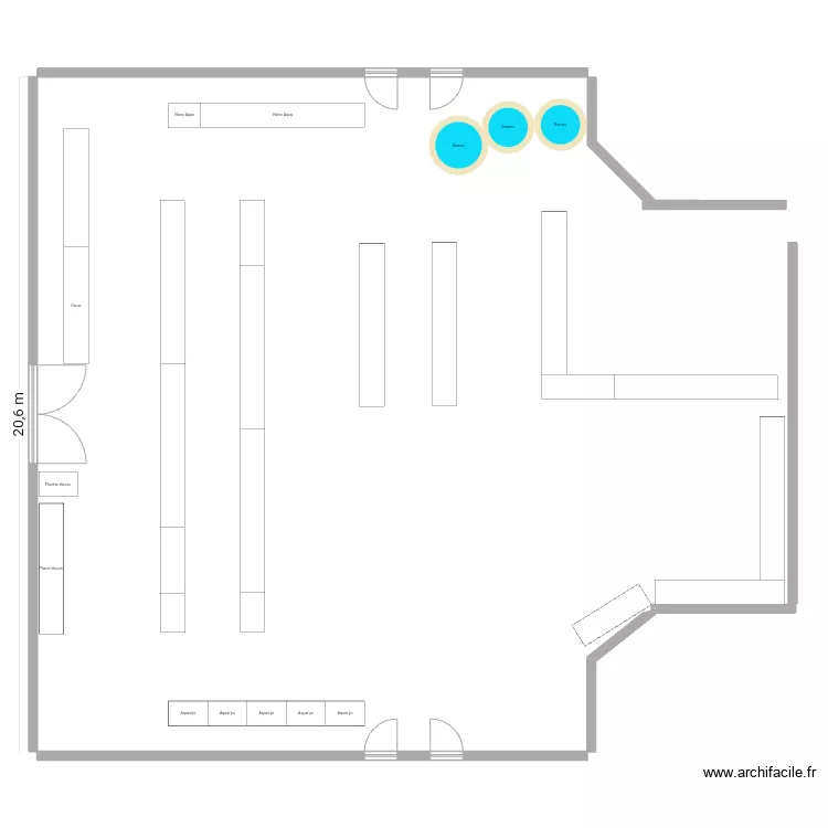 Salle arvert. Plan de 