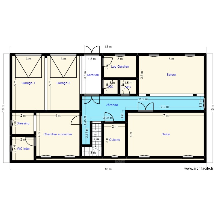Plan 18X12 CLIENT 46 08 94 78 OV 18. Plan de 15 pièces et 152 m2