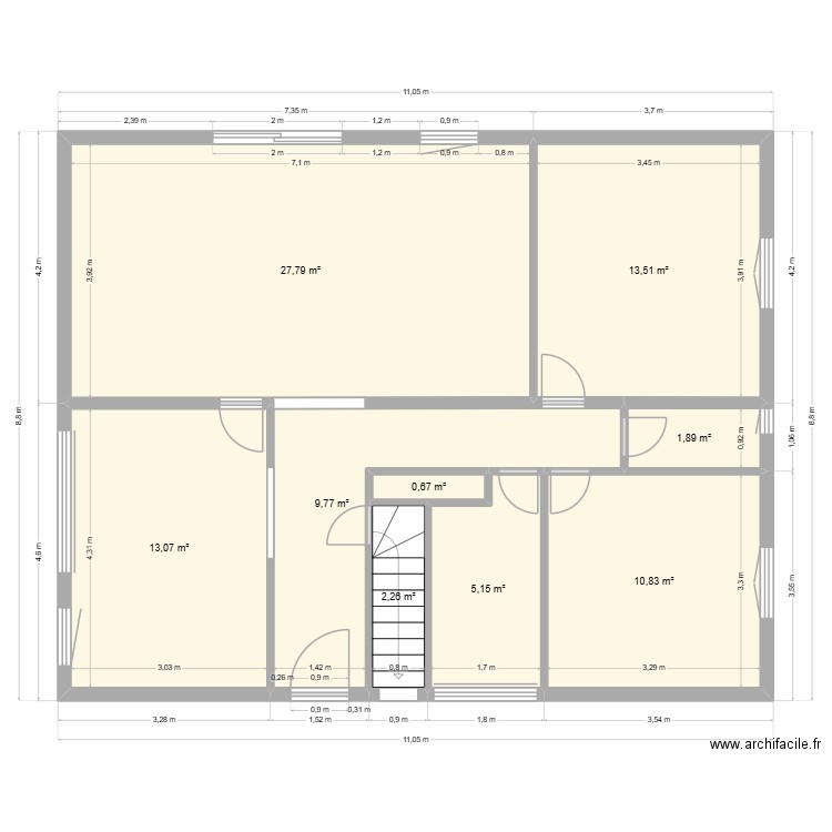 M2 & M3. Plan de 9 pièces et 85 m2